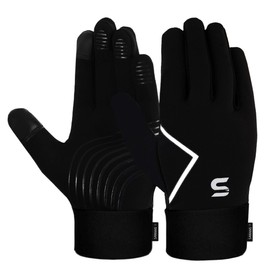 Running Gloves Cycling Winter Gloves Men Women Touchscreen Non-Slip Grip Lightweight Thickened Fleece Lining Windproof Outdoor Hiking Driving Thermal Workout Training (Black, Medium)