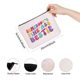 TSOTMO Friendship Gift Somebody's Fine Ass Bestie Zipper Pouch Bag Besties Gift Birthday Gift for BFF Besties Matching Gift (Ass Bestie Bag CA)