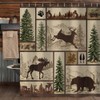 Rustic Cabin Shower Curtain for Bathroom, Forest Bear Deer Wildlife