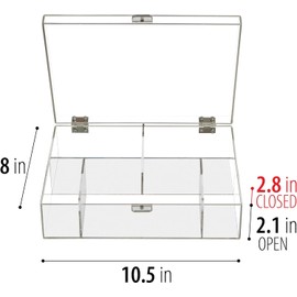 OAKMONT DISPLAYS Clear Storage Container Drawer Organzier Dividers - Clear Dresser Organizers w/Hinged Lid, Stackable Storage Box for Tea Bags, Crafts, Office Supplies, Cosmetics, Jewelry