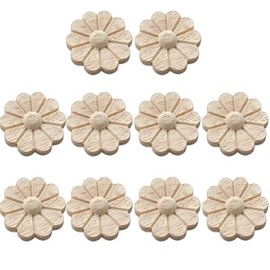 10-Packs Wood Carved Onlays Appliques Unpainted Wood Rosettes Fancy Carving Furniture Decals for Door Wall Fireplace Mirror Stairs Cabinet Dresser Cupboard Bed Wardrobe DIY Decor 6cm/2.36" (#4)