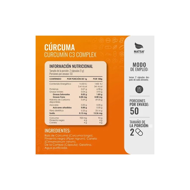 Curcuma Complex 100 Cápsulas, Calidad Premium Sabor Natural