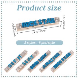 PLIGREAT 40 Pcs Cheerleading Spirit Clips Blue Rhinestone Cheer Pins Bulk Cheerleader Gifts Cheer Clothes Pins for Team Backpacks Competition Pins Sports Girls Party Favors Accessories, Wood