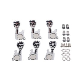 Alnicov Skull Head Sealed Gear Guitar Tuning Pegs Tuners Machine Heads 3R3L for Electric Guitar Parts Silver