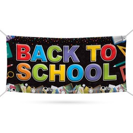 Back to School Banner Sign - 13 Oz Waterproof Perfect for Teachers, Classroom, Back to School Party Vinyl Banner with Metal Grommets, VP3323