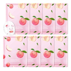 8PCS Face Masks Variety Set,Lightweight Long Lasting Hydrating Sheet Mask,Moisturizing Face Masks Set,Facial Mask Gift Set Suitable for All Skin Types（Peach）