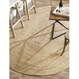 Eyesart Fashion Reversible Beige Jute Linen Rug Rustic Kitchen Center Table Runner Kitchen Holiday Farmhouse Woven Room Decor Oval Dining Table 3x5 Feet