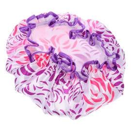 Baluue Reusable Decorative Shower Cap for Women Satin Shower Cap Elastic Band Extra Large for Hair for Bathing and Hair Treatments Stripe