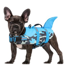 CITÉTOILE Life Jacket Dog Shark, Lightweight and Safe for Water Sports, Dog Life Jacket with Handle and Reflective for Small, Medium and Large Dogs, Blue Camouflage, XS