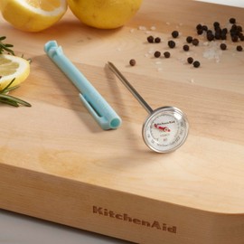 KitchenAid KQ901 Instant Read Food Thermometer for Kitchen or Grill, Temperature Range: 20F to 220F, 1 inch dial, Mineral Water Storage Sleeve