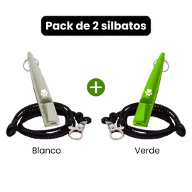TECET® ️ Pack of 2 Dog Training Whistles | Powerful Dog Repeller, Anti-Bark, Dog Defense | with Strap, Green and White