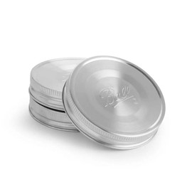 Ball Reusable Mason Jar Lids, Stainless Steel Storage Lids with Silicone Gaskets for an Airtight Seal, Wide Mouth, One Pack of 3, Silver