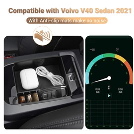 YEE PIN Compatible with Volvo V40 Sedan 2013-2021 Centre Console Glove Box for Armrest Organiser Storage Box with Non-Slip Mat Car Accessories