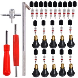 RUNCCI-YUN Tire Valve Stem Puller Tools Set,44 PCS Tyre Valve Repair Tool Kit with Dual Single Head Valve Core Remover, TR412 Snap-in Valve Stems and Cores ,for Car Truck Motorcycle Bicycle