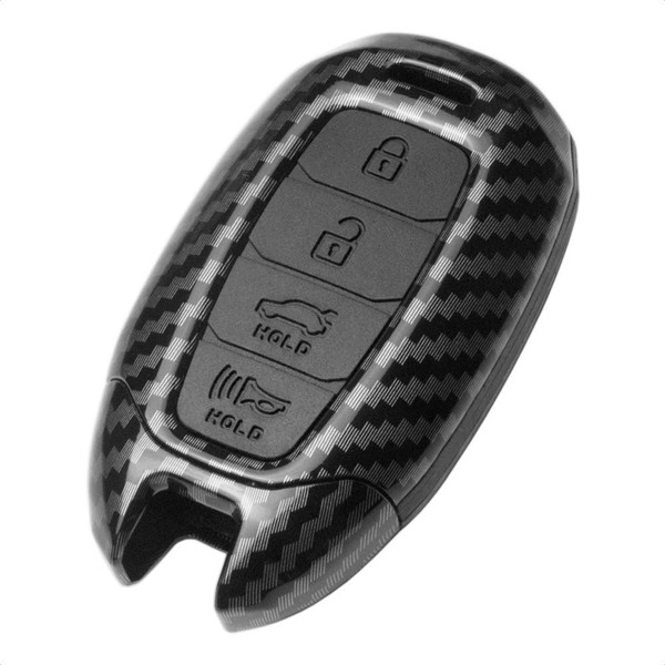 TANGSEN Smart Key Fob Case Carbon Fiber Black Silicone Cover