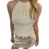 SOLY HUX Open Back Halter Tops for Women Tie Backless