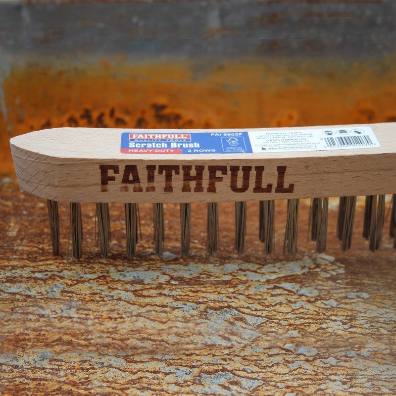 Faithfull Heavy-Duty Scratch Brush – 2 Row, FSC Beech Wood