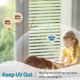 Niviy Frosted Window Film Privacy Window Sticker Non Adhesive Window Vinyl Film Removable Static Cling Window Film UV Protection Striped Pattern for Home Office 23.6" x 78.7"