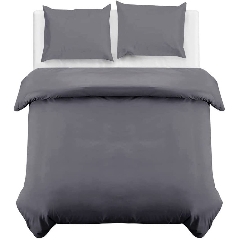 MOONLIGHT20015 Single Duvet Cover - Grey Solid Soft Single Bedding