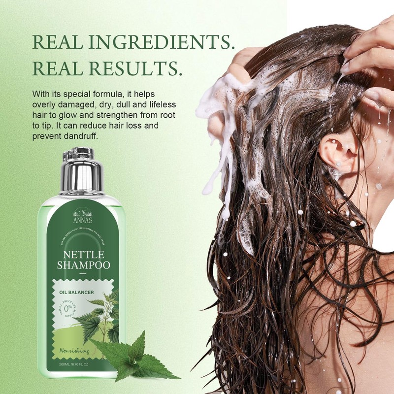 ANNAS Nettle Shampoo - Organic Formula,Helps Regulate Sebum Production, Reduce