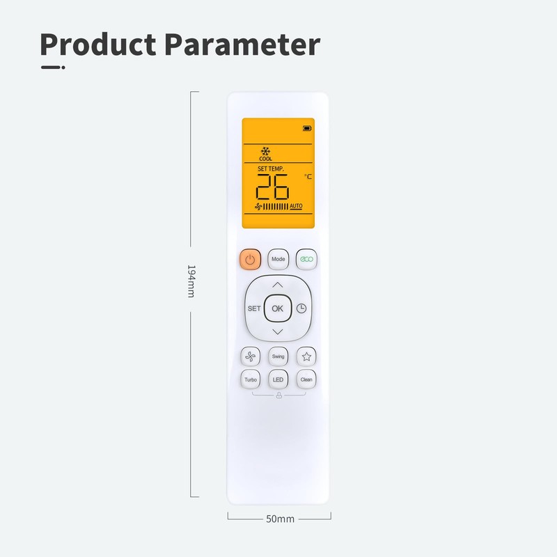 PZL Replacement AC Remote Control for Senville LETO Series Air