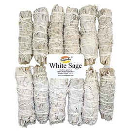 Govinda - 12 Pack - Premium California White Sage Smudge Sticks, Each Stick Approximately 4 Inches Long