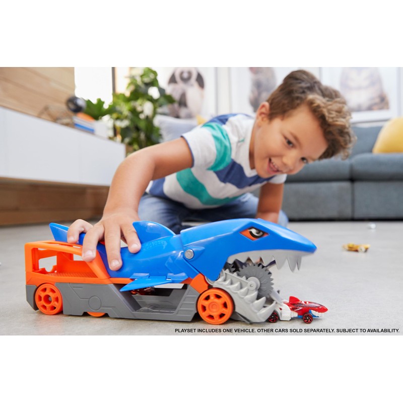 Hot Wheels -Playset Trasportatore Squalo Divoratore con Macchinina, Giocattolo per