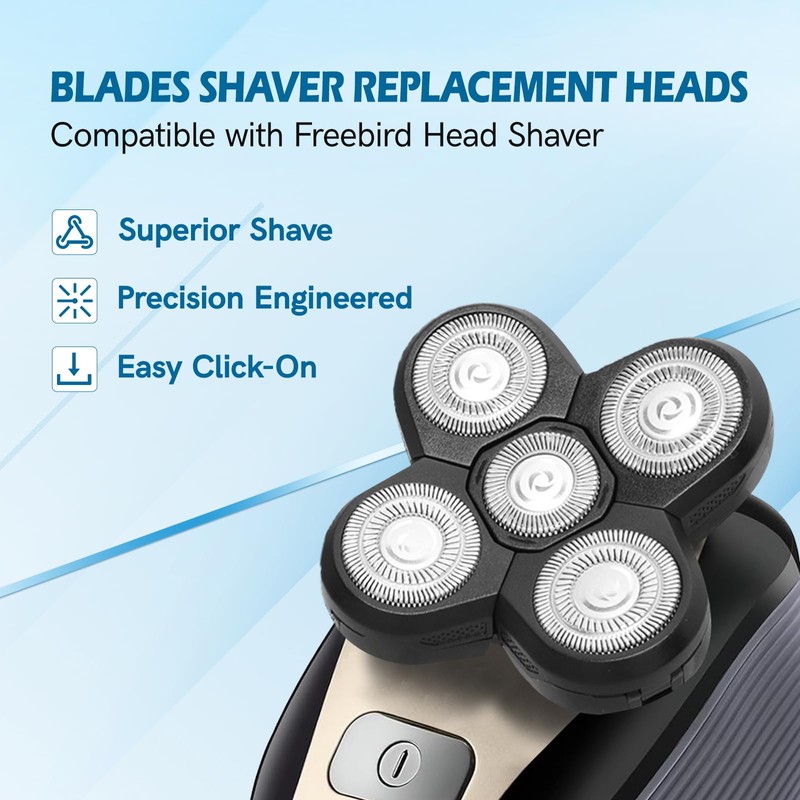 5 Pack Replacement Blades for Freebird Head Shaver | 5-Blade