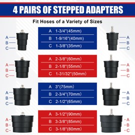 NYXOVA 10PC Turbo Boost Leak Tester Kit, Comprehensive Pressure Leakage Tester with 4 Stepped Adapter Pairs (1-3/8" to 3-1/2") for Turbo, Emission, Cooling & Exhaust Systems