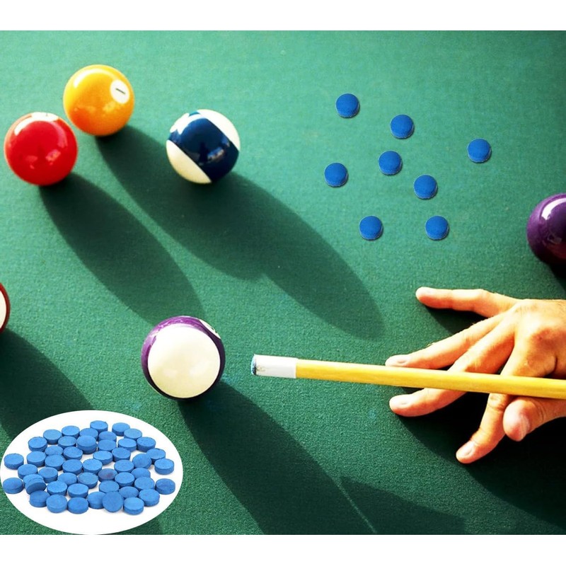Zbssny 50 Pieces Cue Tips, 10mm Pool Tips Snooker Tips,Blue