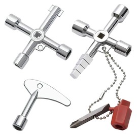 3 Pcs Meter Box Keys, 7 in 1 Radiator Key 4 Way Multifunction Utility Key Triangle Spanner Key Practical Tool Wrench for Water Electricity Gas Elevator Cupboard Cabinet Meter Valve Opening