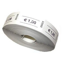 TAMLED Receipt Roll Euro 1.00 White 1 Roll with 1000 Perforated Tears Consecutively Numbered Gastro Brands Festival Drinks Catering Events Corporate Event Folk Festival Club Festival Value Tag