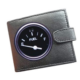Stoneys Badges Empty Fuel Gauge Gift Anti RFID Theft Wallet Black Soft Leather Large Coin Pocket