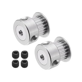 MECCANIXITY 20 Teeth 3mm Bore Timing Pulley, Aluminium Synchronous Wheel Silver for 3D Printer Belt, CNC Machine, Pack of 2