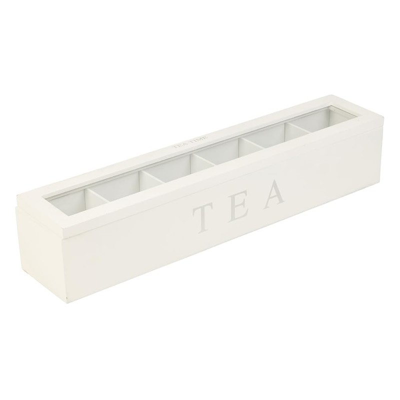 Small Wooden Tea Bag Storage Box 6 Compartment Wood Tea