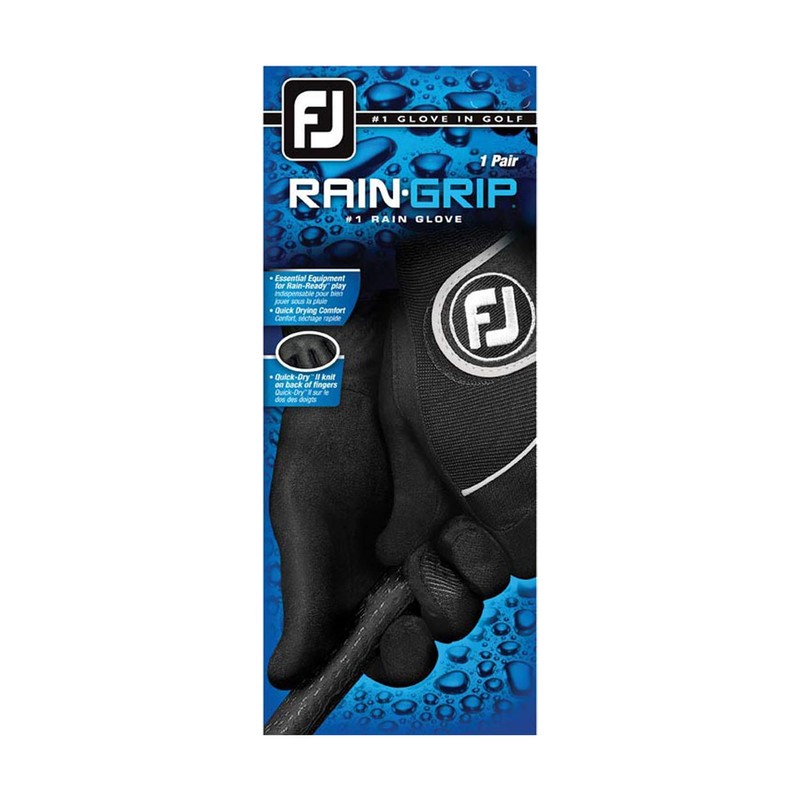 FootJoy Men's RainGrip Pair Golf Glove Black Medium/Large, Pair