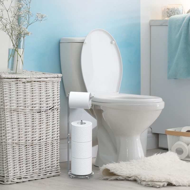 Simple Houseware Toilet Paper Holder for Bathroom Tissue Freestanding Storage,