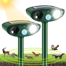 JahyElec 1 piece Solar Ultrasonic Animal Repellent Outdoor Motion Sensor Strobe Light