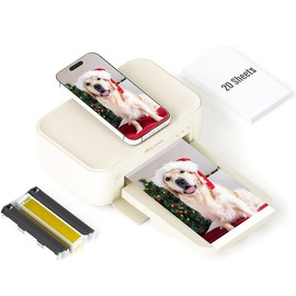 4x6 Photo Printer – Wireless Wi-Fi, Portable & Instant Print with 20 Sheets & 1 Ribbon, AR Video Printing for iPhone & Android – Perfect FathersDayGift:_Beige2