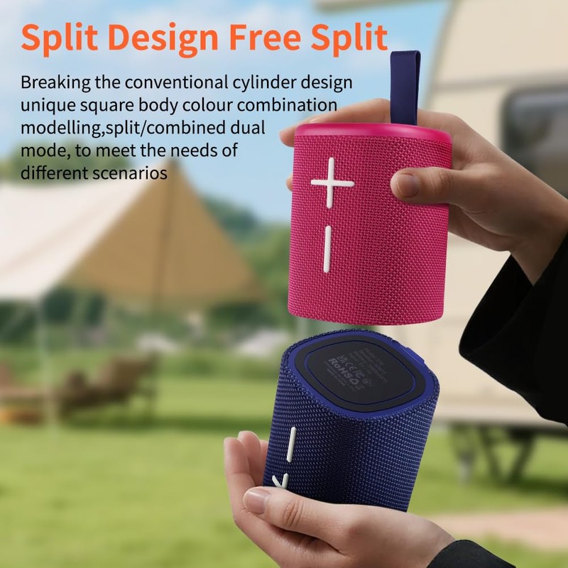 2 in 1 Magnetic Split Bluetooth Speaker, Color Blocking Waterproof