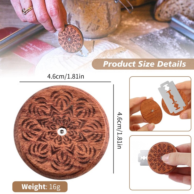 Professional Baking Bread Slicer with Fancy Round Wooden Handle &