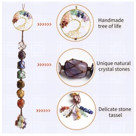 Decor 7 Chakra Tree Ornament Home Window Car Decor Natural Healing Crystal Stones Gift