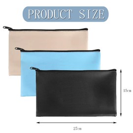 Wallet Bank Bags, Pack of 3 Bank Pockets, PU Bank Bag, A5 Documents, Money Folder, Bank Bag with Zip, 27 x 15 cm, for School, Household, Business