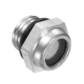 CoCud Air Compressor Oil Sight Glass, | G1/4 Male Thread | Aluminum Hex Head Oil Liquid Level Indicator Glass Window - (Applications: for Gearbox Fittings), 1-Piece