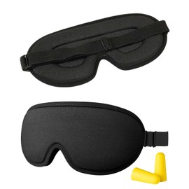 ZEXIJOW 3D-Ergonomische Schlafmaske,Wird mit Ohrstöpseln geliefert,Optimaler Komfort für Männer und Frauen,100% Verdunkelung,Sorgt für eine erholsame Nachtruhe,Reisefreundlich(Schwarz)