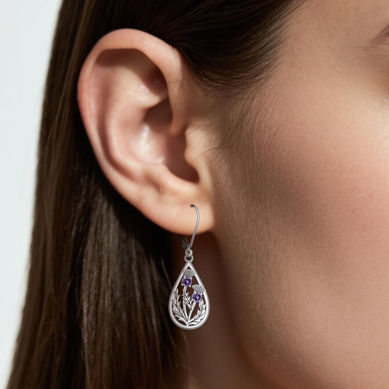 Scottish Thistle Earrings for Women Scottish Thistle Jewelry Gifts 925