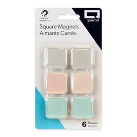 Quartet Square Magnets, Assorted Colours Include Light Grey, Light Pink, and Light Blue, Pack of 6 Magnets (Q16006P002-R)