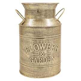 MISIXILE 8.5 Inch Gold Metal Vases for Centerpieces Rustic Gold Decorative Flower Vase Shabby Chic Milk Can for Home Dining Table Decor