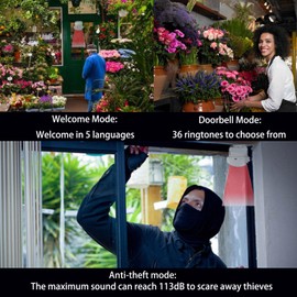 Motion Sensor Doorbell,Door Chime Business Entry Doorbell Indoor Motion Detector Buzzer,Store Entrance Alert Bell Bed Alarm for Elderly Dementia Patients(1 Sensor & 2 Doorbell)