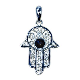 Natural Volcanic Lava Rock Essential Oil Diffuser & Sterling Silver Hamsa Hand Pendant